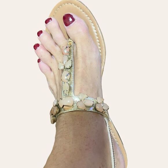 UNISA Gold/Silver Flat Sandals / SZ: 8.5 / EUC - Picture 2 of 7